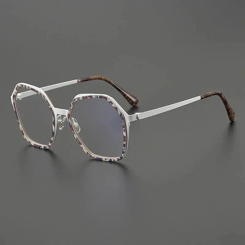Nobler Unisex Full Rim Big Polygon Square Titanium Eyeglasses 48295 - C4