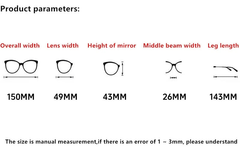 Nobler Unisex Full Rim Big Square Titanium Eyeglasses 85910 - Size Chart