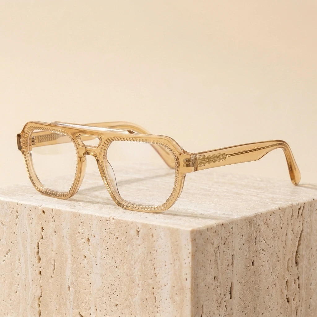 Nobler H068 Unisex Flat-Top Double-Bridge Acetate Eyeglasses - C4