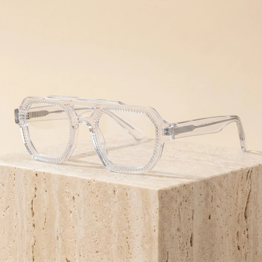 Nobler H068 Unisex Flat-Top Double-Bridge Acetate Eyeglasses - C5