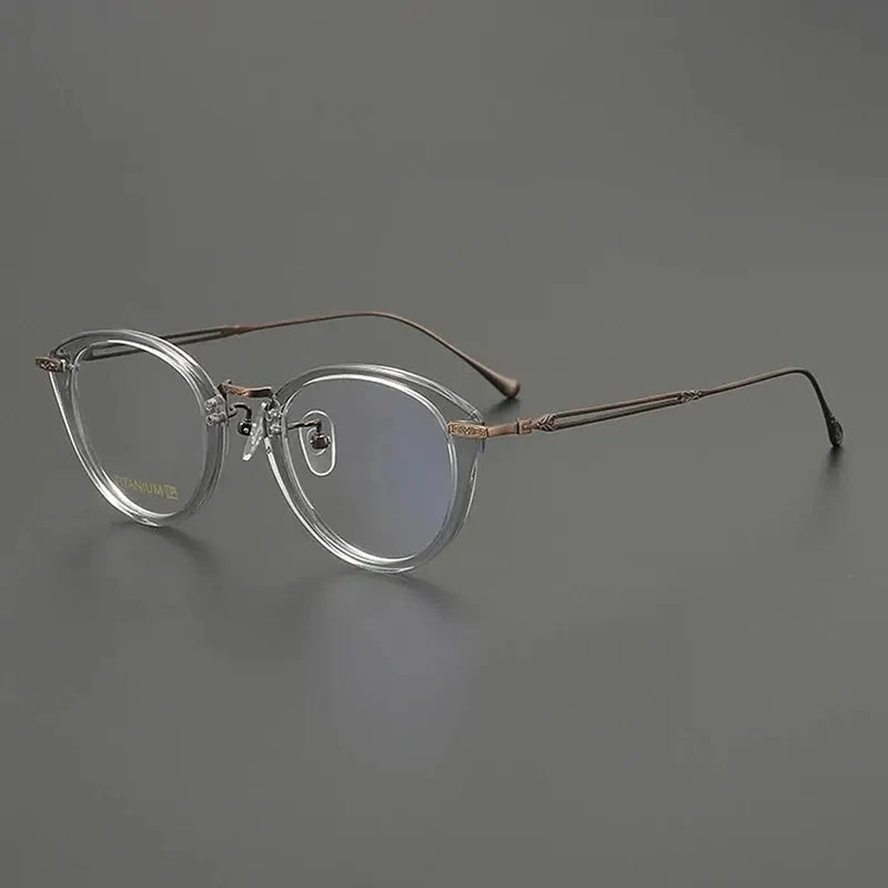 Nobler Unisex Full Rim Oval Acetate Titanium Eyeglasses 98009 - C1