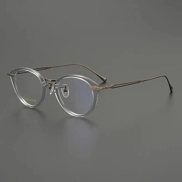 Nobler Unisex Full Rim Oval Acetate Titanium Eyeglasses 98009 - C1