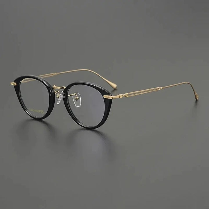 Nobler Unisex Full Rim Oval Acetate Titanium Eyeglasses 98009 - C3