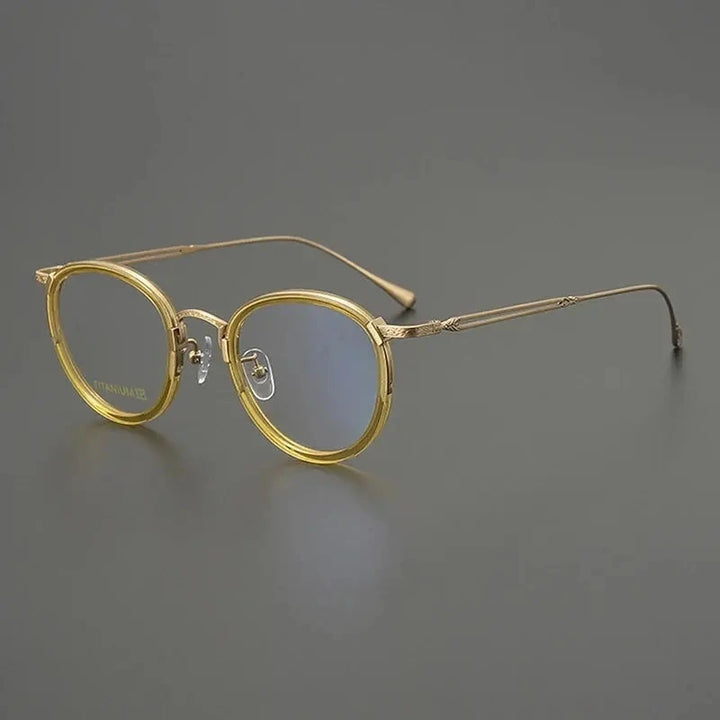 Nobler Unisex Full Rim Oval Square Acetate Titanium Eyeglasses 98001 - C1