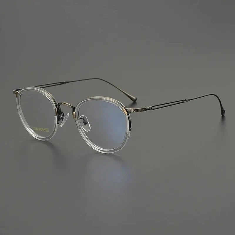 Nobler Unisex Full Rim Oval Square Acetate Titanium Eyeglasses 98001 - C3