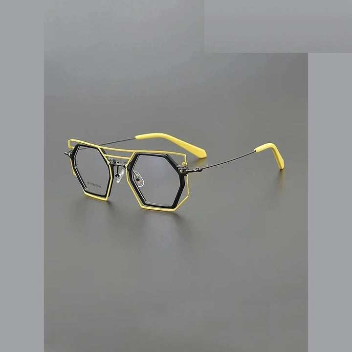 Nobler Unisex Full Rim Polygon Double Bridge Titanium Acetate Eyeglasses H309 - C1