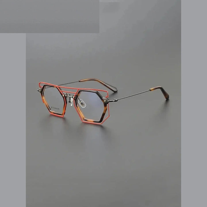 Nobler Unisex Full Rim Polygon Double Bridge Titanium Acetate Eyeglasses H309 - C2