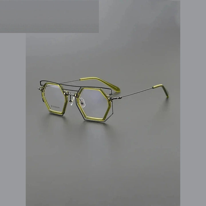 Nobler Unisex Full Rim Polygon Double Bridge Titanium Acetate Eyeglasses H309 - C5