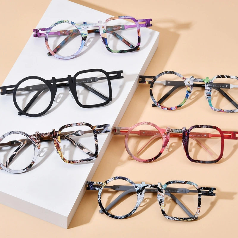 Nobler Unisex Full Rim Round Square Titanium Eyeglasses 185924 - Size Chart