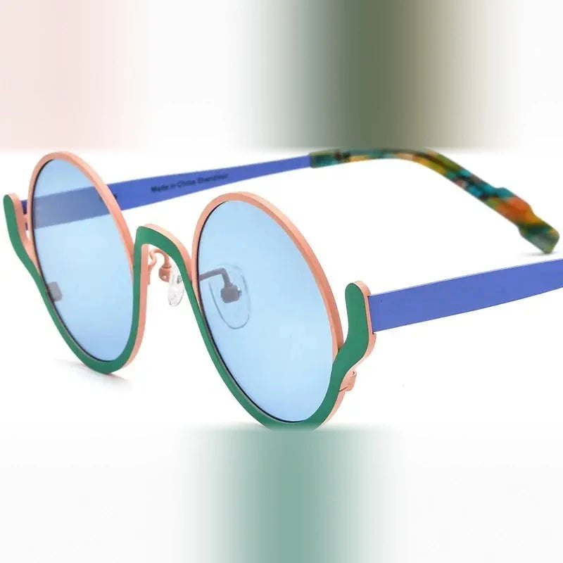 Nobler Unisex Full Rim Round Titanium Polarized Sunglasses 1898 - C1