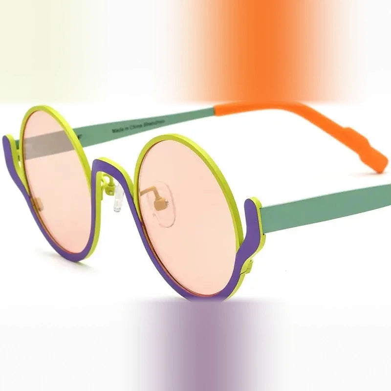 Nobler Unisex Full Rim Round Titanium Polarized Sunglasses 1898 - C3