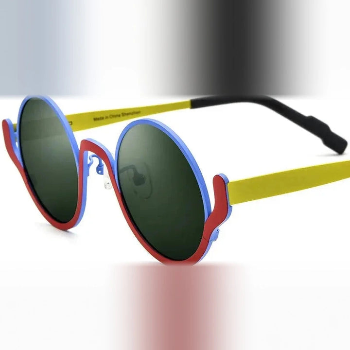 Nobler Unisex Full Rim Round Titanium Polarized Sunglasses 1898 - C4