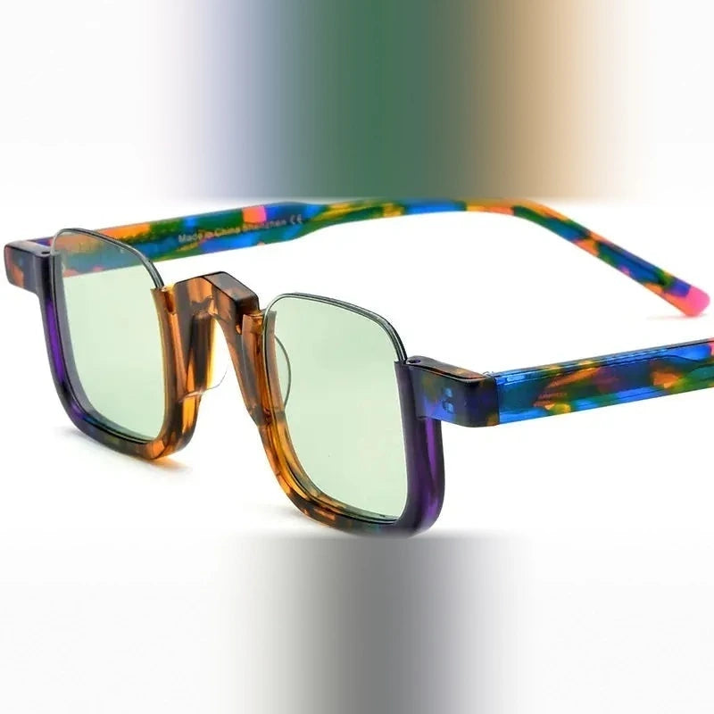 Nobler Women's Semi Rim Bottom Square Acetate Polarized Sunglasses 9352 - C3