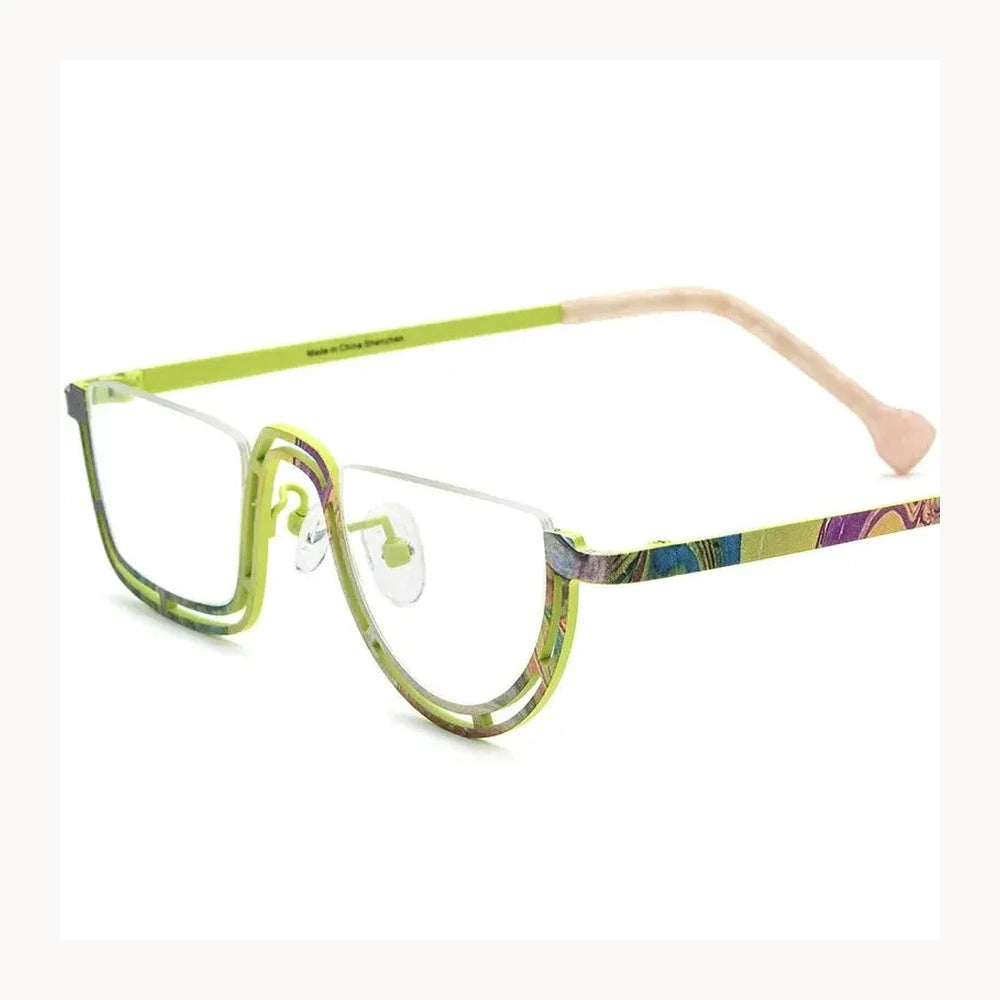 Nobler Women's Semi Rim Flat Top Square Titanium Eyeglasses 185898 - C6