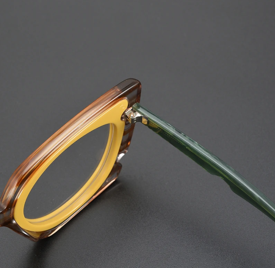 Nobler Unisex Full Rim Square Cat Eye Wide Edge Acetate Eyeglasses 1953