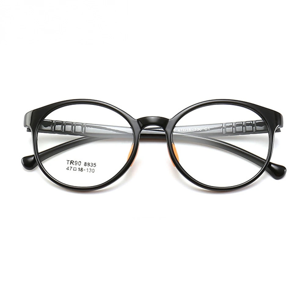 Oveliness Children's Unisex Full Rim Round Tr90 Titanium Eyeglasses 8835 - black