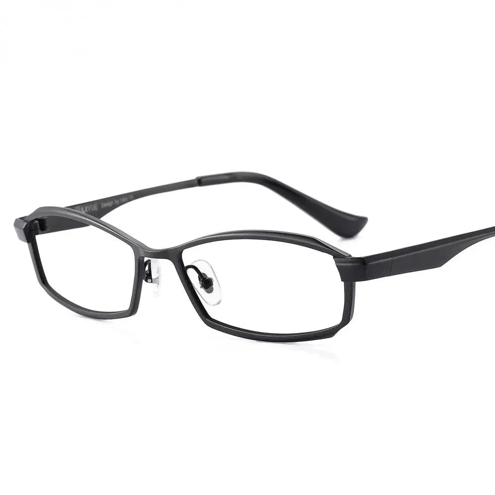 Oveliness Men's Full Rim Rectangle Titanium Eyeglasses P8718 - Black