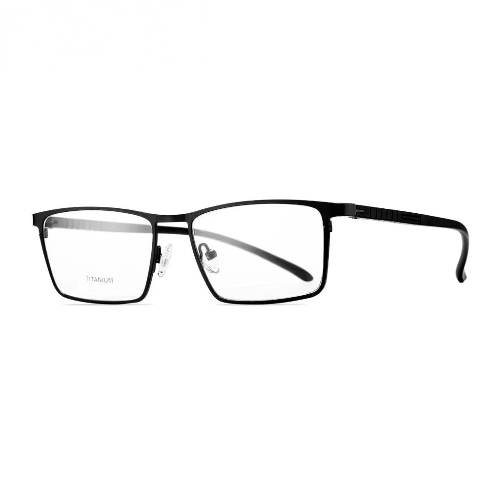 Oveliness Men's Full Rim Square Titanium Alloy Eyeglasses 89865 - black