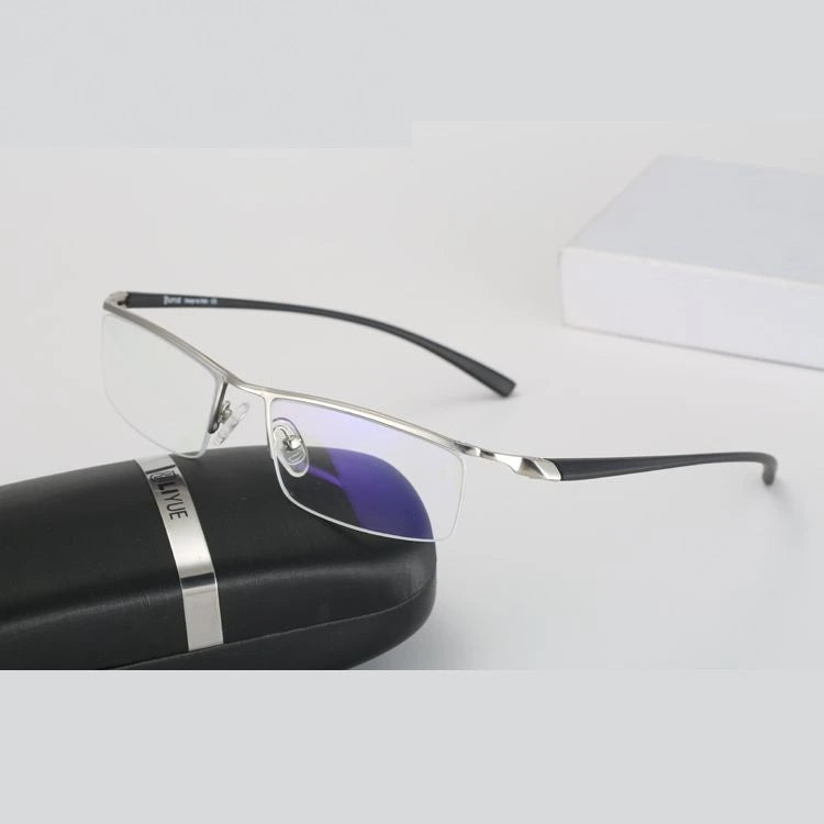Oveliness Men's Semi Rim Square Alloy Eyeglasses 8199 - silver