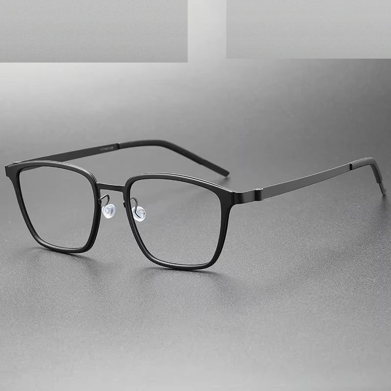 Oveliness Unisex Full Rim Big Square Acetate Titanium Eyeglasses 599749 - black