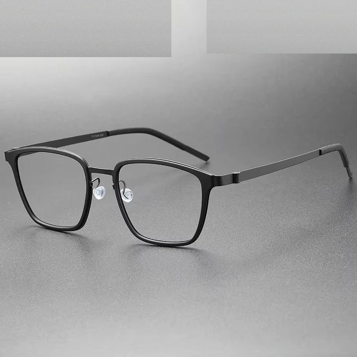 Oveliness Unisex Full Rim Big Square Acetate Titanium Eyeglasses 599749 - black