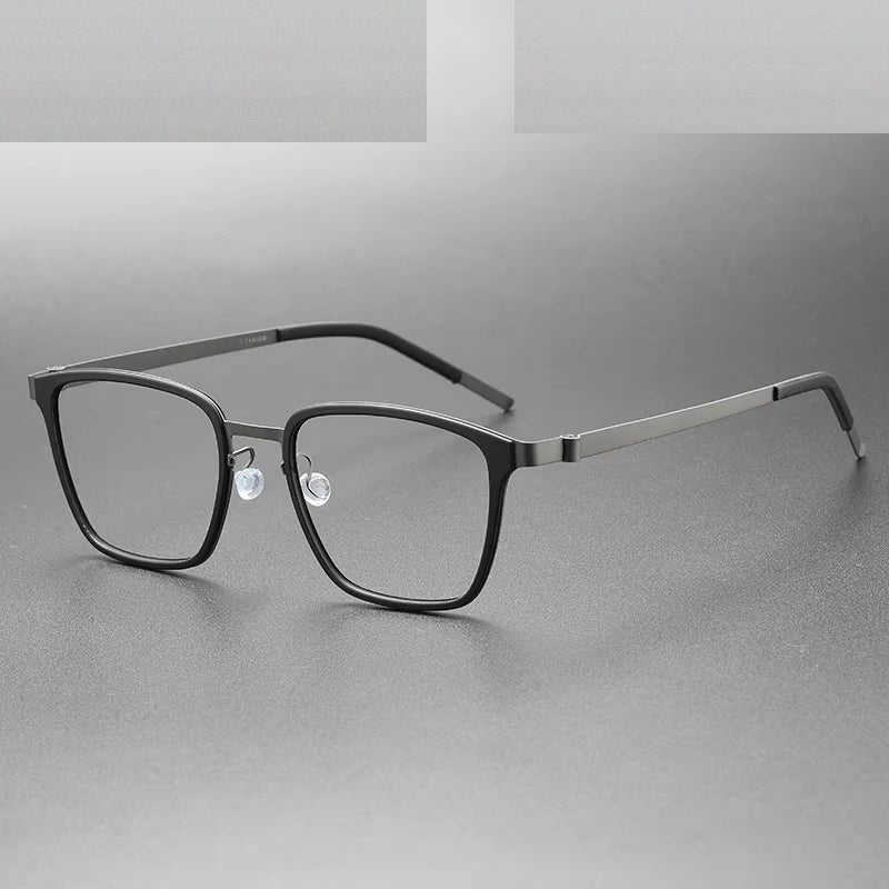 Oveliness Unisex Full Rim Big Square Acetate Titanium Eyeglasses 599749 - black gun