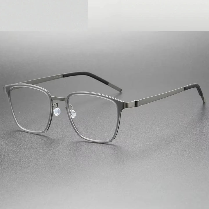 Oveliness Unisex Full Rim Big Square Acetate Titanium Eyeglasses 599749 - grey gun