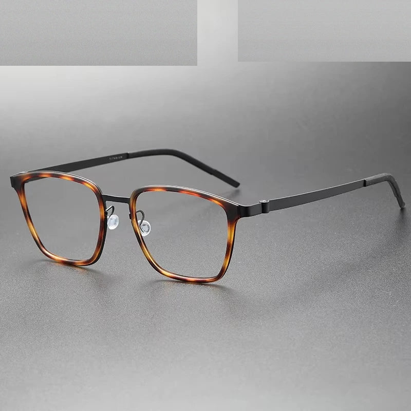 Oveliness Unisex Full Rim Big Square Acetate Titanium Eyeglasses 599749 - tortoise black
