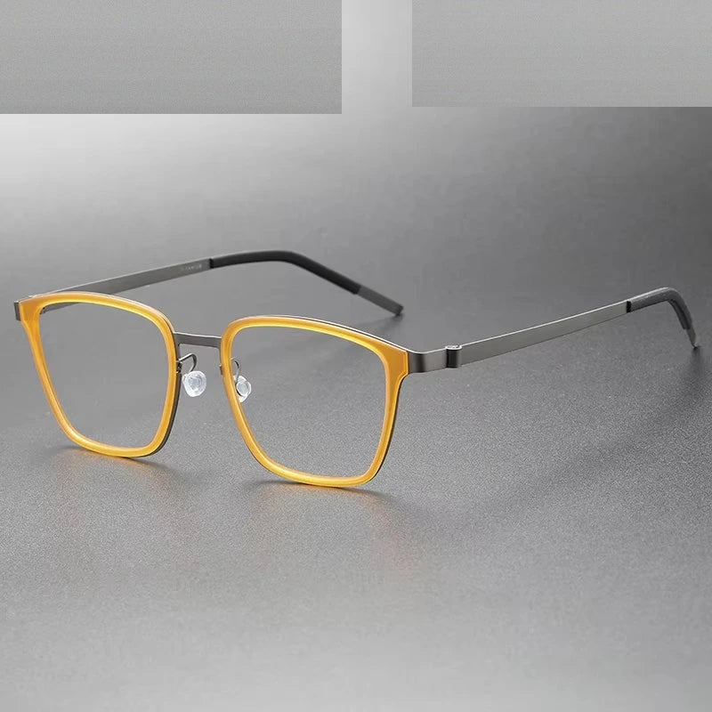 Oveliness Unisex Full Rim Big Square Acetate Titanium Eyeglasses 599749 - yellow gun