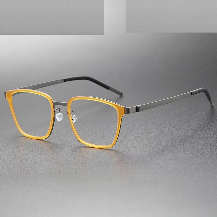 Oveliness Unisex Full Rim Big Square Acetate Titanium Eyeglasses 599749 - yellow gun