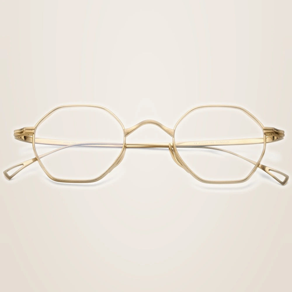 Oveliness Unisex Full Rim Irregular Round Titanium Eyeglasses Ol1y52 - Gold / China