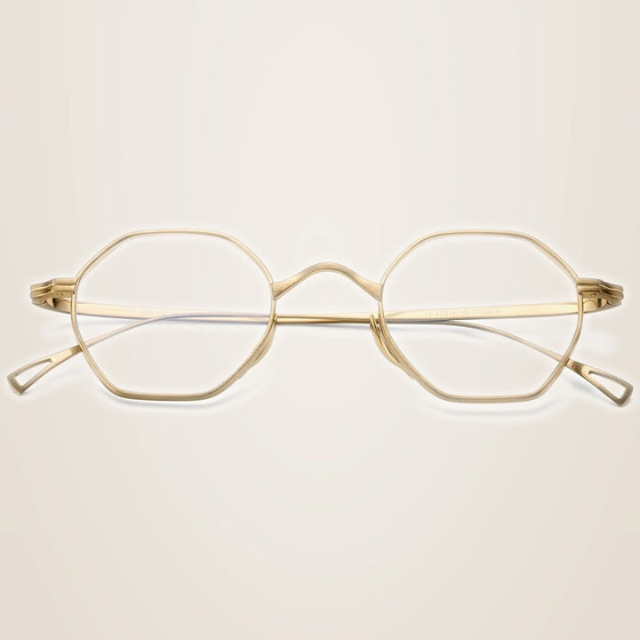 Oveliness Unisex Full Rim Irregular Round Titanium Eyeglasses Ol1y52 - Gold / China