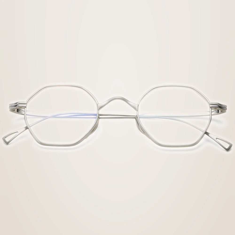 Oveliness Unisex Full Rim Irregular Round Titanium Eyeglasses Ol1y52 - Silver / China