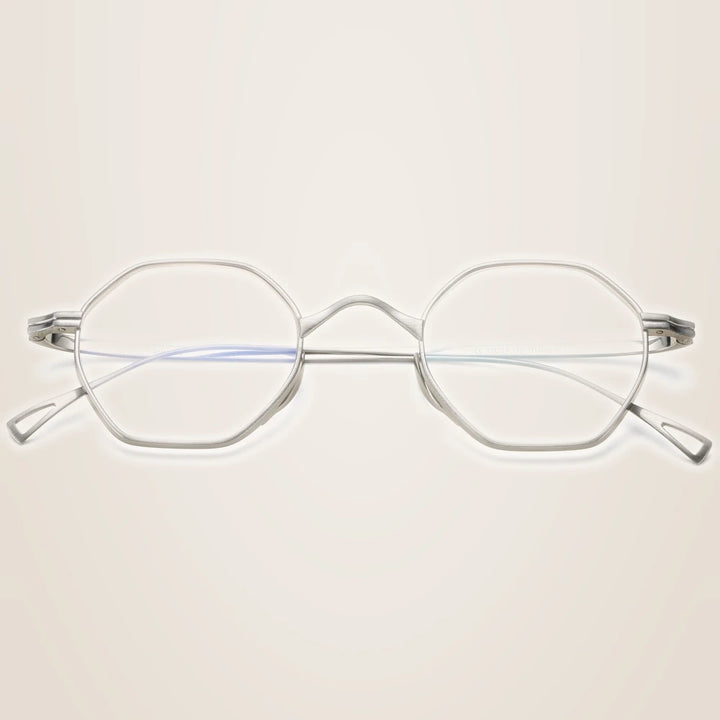 Oveliness Unisex Full Rim Irregular Round Titanium Eyeglasses Ol1y52 - Silver / China