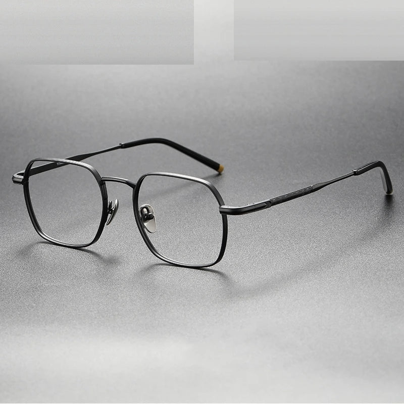 Oveliness Unisex Full Rim Irregular Square Titanium Eyeglasses Capeua - black