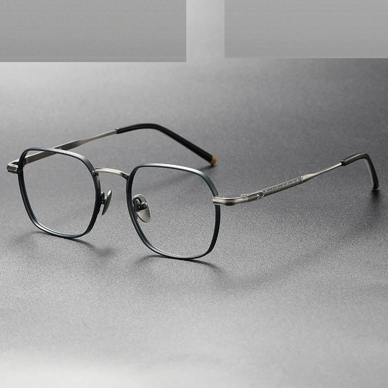 Oveliness Unisex Full Rim Irregular Square Titanium Eyeglasses Capeua - blue gun