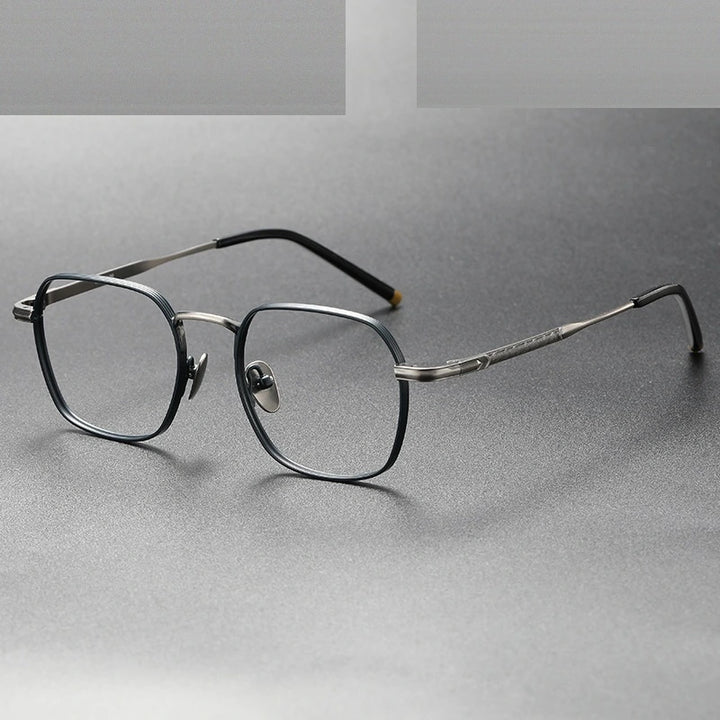 Oveliness Unisex Full Rim Irregular Square Titanium Eyeglasses Capeua - blue gun