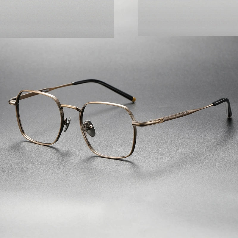 Oveliness Unisex Full Rim Irregular Square Titanium Eyeglasses Capeua - bronze