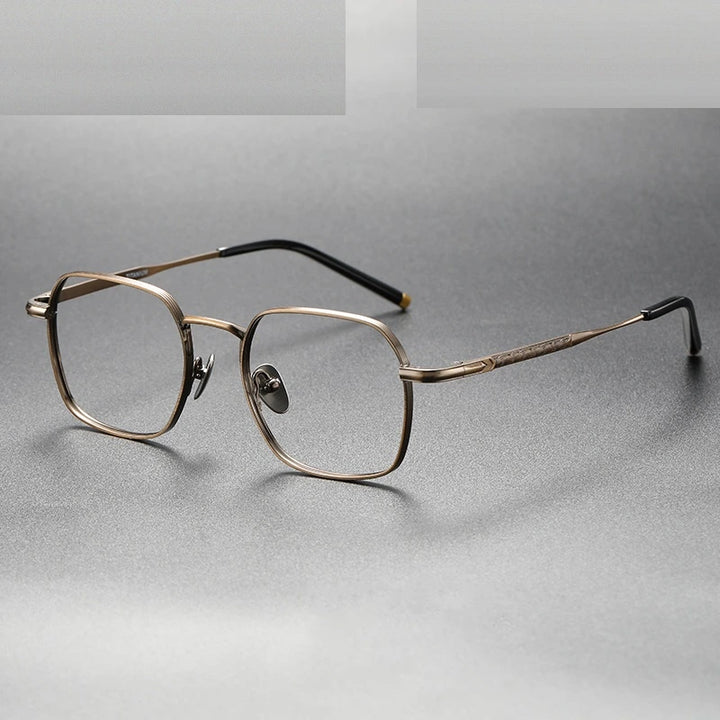 Oveliness Unisex Full Rim Irregular Square Titanium Eyeglasses Capeua - bronze