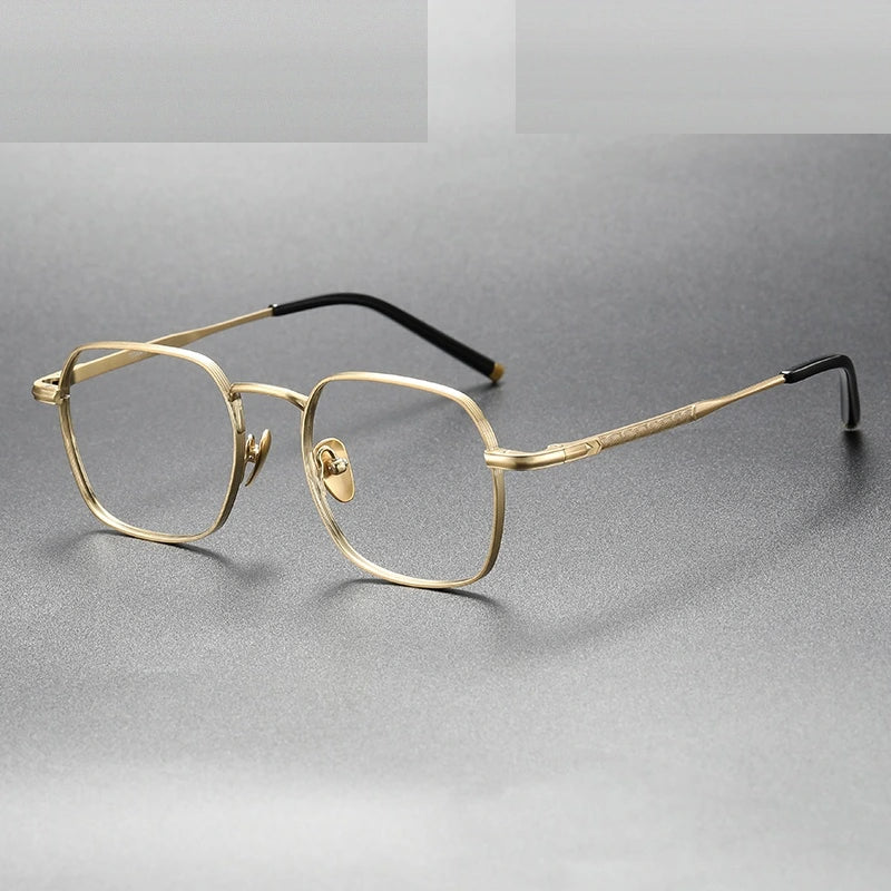 Oveliness Unisex Full Rim Irregular Square Titanium Eyeglasses Capeua - gold