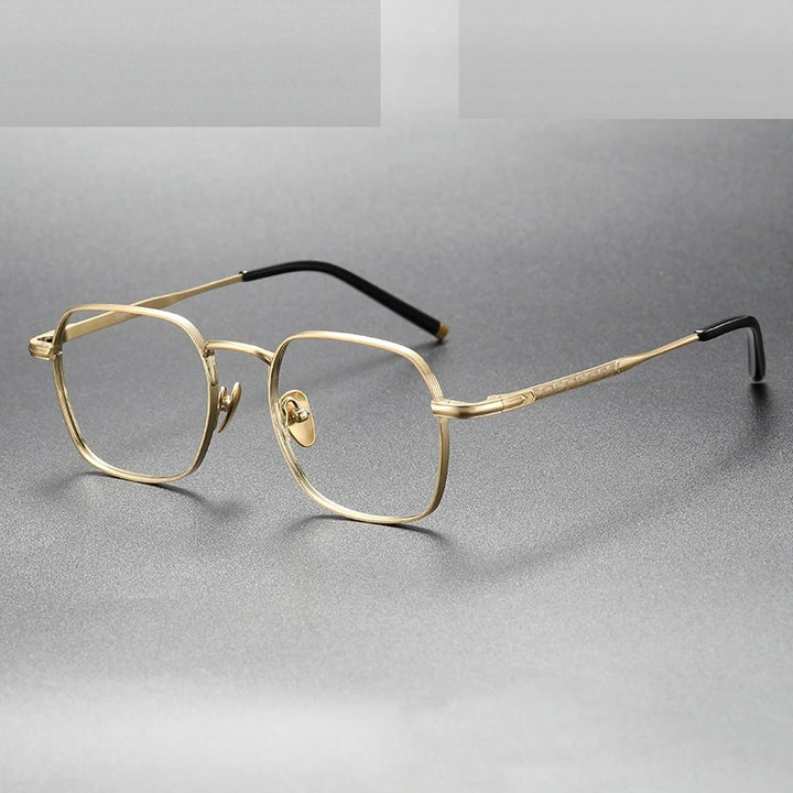 Oveliness Unisex Full Rim Irregular Square Titanium Eyeglasses Capeua - gold