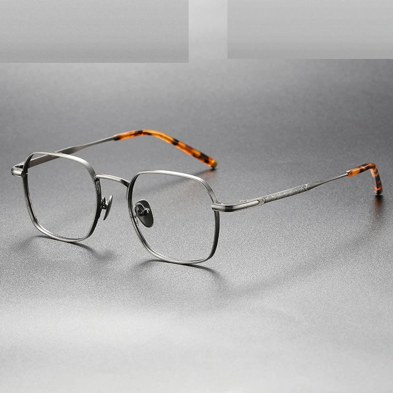 Oveliness Unisex Full Rim Irregular Square Titanium Eyeglasses Capeua - gun