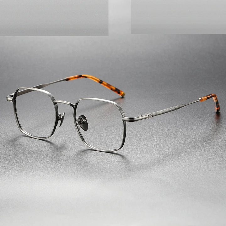 Oveliness Unisex Full Rim Irregular Square Titanium Eyeglasses Capeua - gun