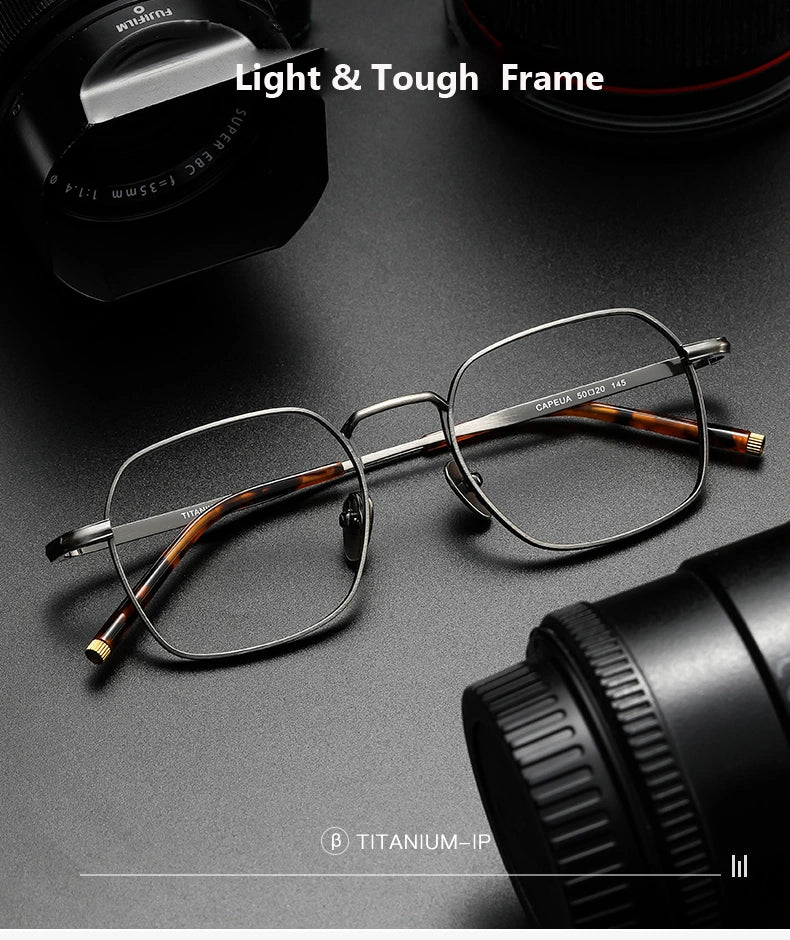 Oveliness Unisex Full Rim Irregular Square Titanium Eyeglasses Capeua - Size Chart