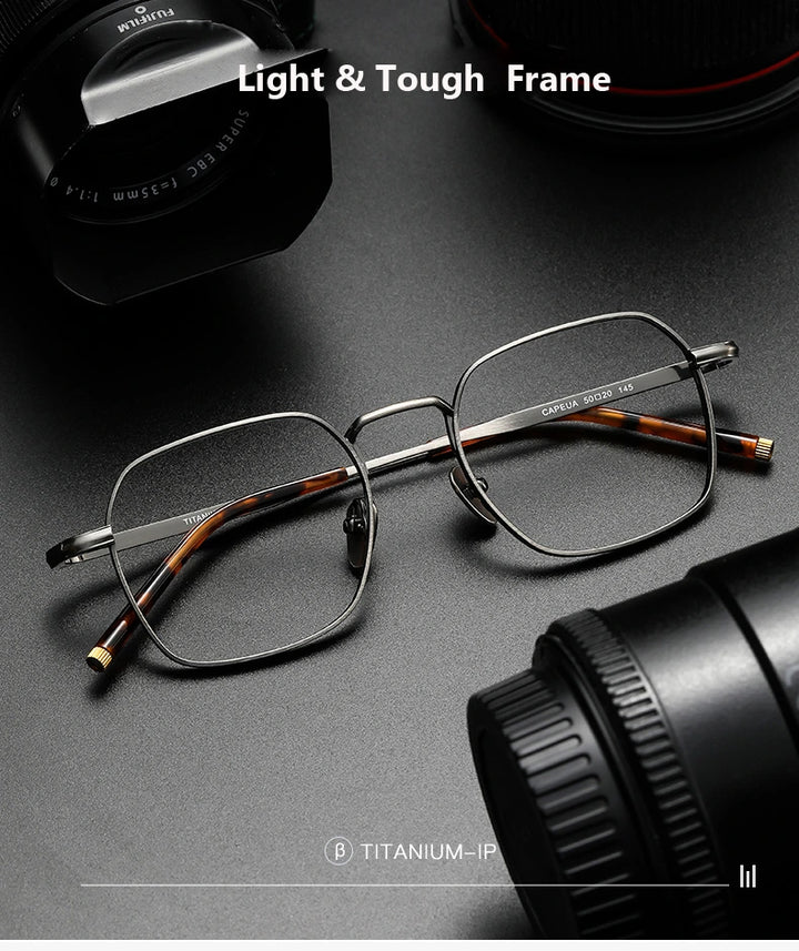 Oveliness Unisex Full Rim Irregular Square Titanium Eyeglasses Capeua - Size Chart