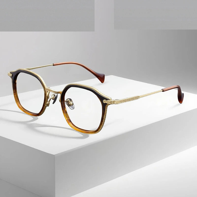 Oveliness Unisex Full Rim Oval Acetate Titanium Eyeglasses 926010 - gradient tea