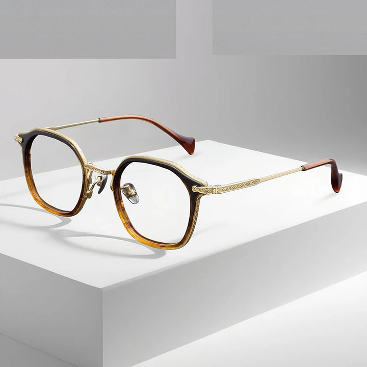Oveliness Unisex Full Rim Oval Acetate Titanium Eyeglasses 926010 - gradient tea