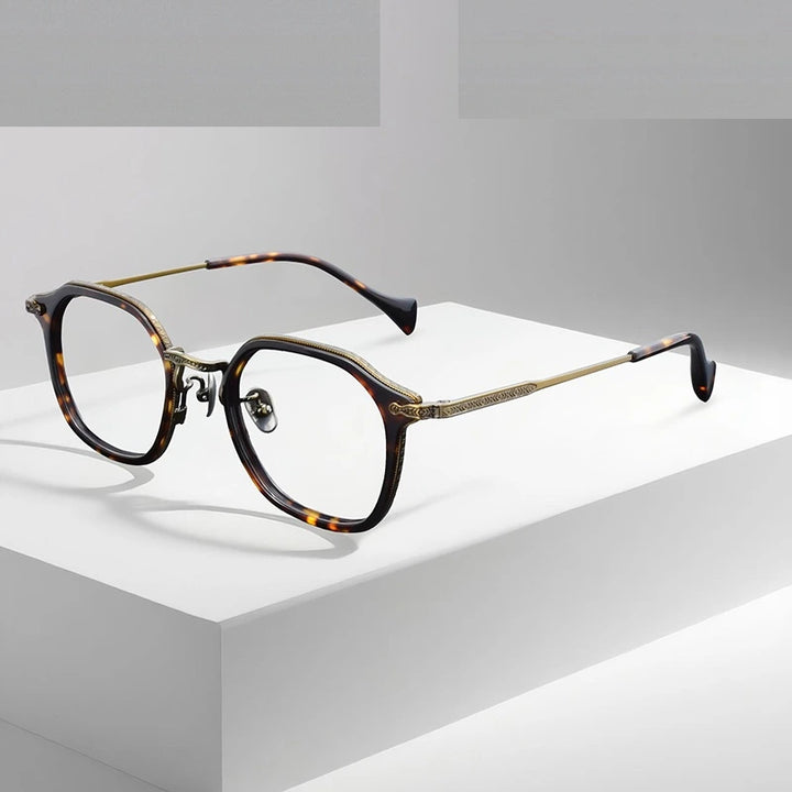 Oveliness Unisex Full Rim Oval Acetate Titanium Eyeglasses 926010 - tortoise bronze