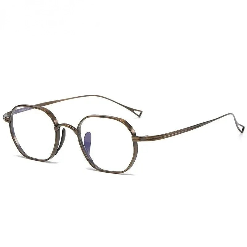 Oveliness Unisex Full Rim Oval Square Titanium Eyeglasses 9917 - bronze