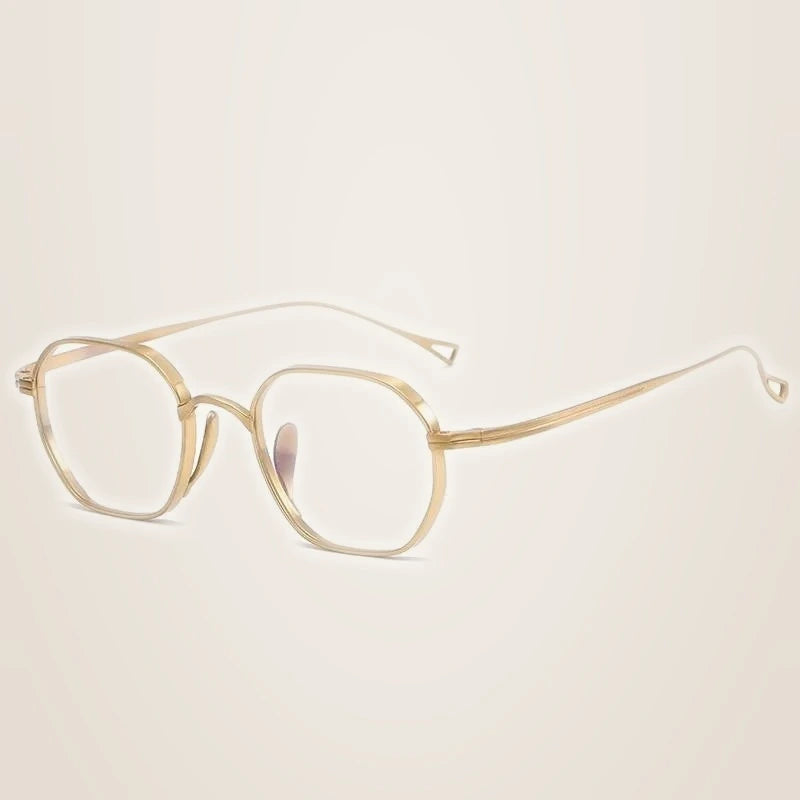 Oveliness Unisex Full Rim Oval Square Titanium Eyeglasses 9917 - gold